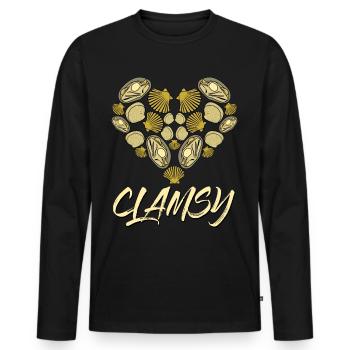 Palourdes Coeur Palourde Coquillages Coquillages - T-shirt manches longues Premium bio Homme - noir - Devant - Nico (187cm)