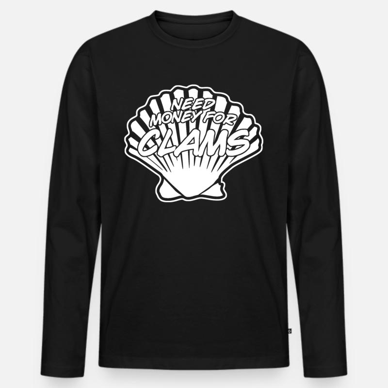 Clams Clam Seashell - Männer Premium Bio Langarmshirt - Schwarz