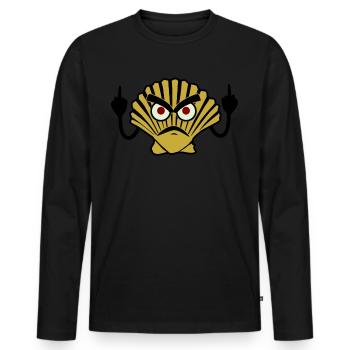 Doigts du milieu Palourdes Palourde Coquillage - T-shirt manches longues Premium bio Homme - noir - Devant - Nico (187cm)
