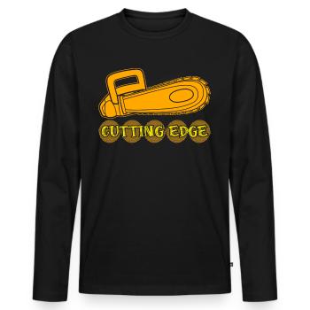 Chain Saw Chainsaw Cutting Wood - Men's Premium Organic Long Sleeve Shirt - black - Front - Nico (187cm)