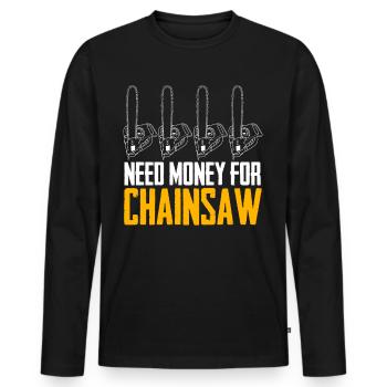 Fire Wood Chainsaw Chain Saw Lumberjack - Men's Premium Organic Long Sleeve Shirt - black - Front - Nico (187cm)