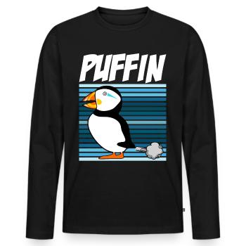 Puffins Farting Puffin - Männer Premium Bio Langarmshirt - Schwarz - Vorne - Nico (187cm)