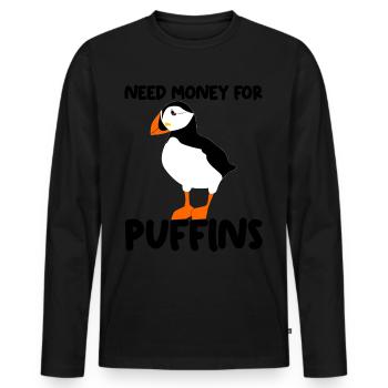Puffin Joke Puffins - Männer Premium Bio Langarmshirt - Schwarz - Vorne - Nico (187cm)