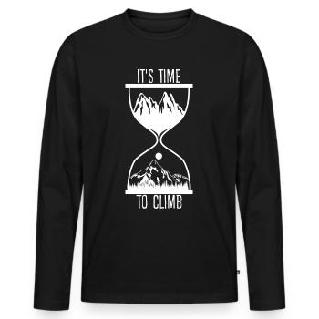 Alpinisme Trekking Randonnée - T-shirt manches longues Premium bio Homme - noir - Devant - Nico (187cm)