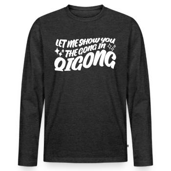 Chigong Qigong Qi Gong Thai Chi - T-shirt manches longues Premium bio Homme - anthracite chiné - Devant - Nico (187cm)