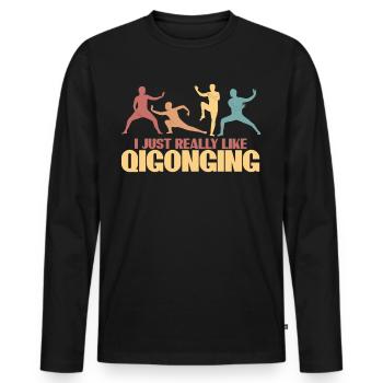 Qi Gong Qigong Thai Chi Chigong - Männer Premium Bio Langarmshirt - Schwarz - Vorne - Nico (187cm)