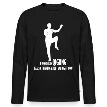 Qigong Chigong Qi Gong - T-shirt manches longues Premium bio Homme - noir - Devant - Nico (187cm)