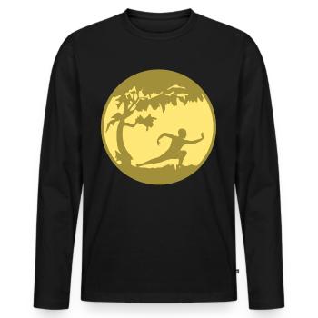 Qigong Karate Thai Chi Chigong Qi Gong - Männer Premium Bio Langarmshirt - Schwarz - Vorne - Nico (187cm)