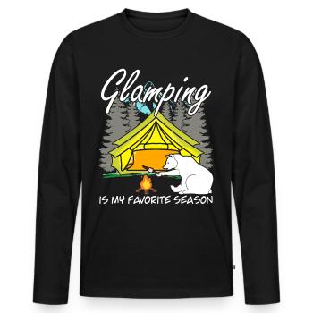 Glamping Camping Camper Tente de randonnée - T-shirt manches longues Premium bio Homme - noir - Devant - Nico (187cm)