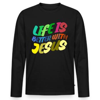 Christianisme Croix Jésus-Christ - T-shirt manches longues Premium bio Homme - noir - Devant - Nico (187cm)