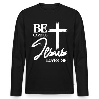 Cross Jesus Christ Christianity - Men's Premium Organic Long Sleeve Shirt - black - Front - Nico (187cm)