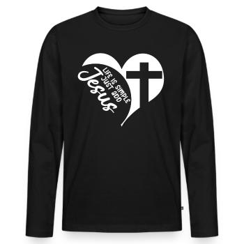 Jesus Christ Christianity Bible Heart - Männer Premium Bio Langarmshirt - Schwarz - Vorne - Nico (187cm)