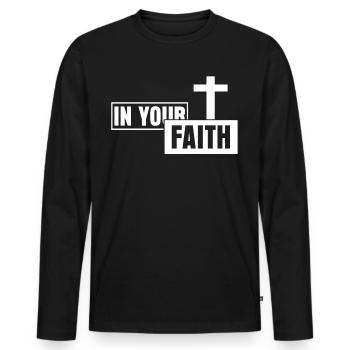 Jésus-Christ Christianisme Croix Bible - T-shirt manches longues Premium bio Homme - noir - Devant - Nico (187cm)