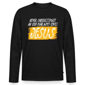 Jésus-Christ Christianisme Bible Croix - T-shirt manches longues Premium bio Homme - noir - Devant - Nico (187cm)