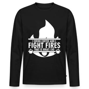 Youth Fire Brigade Firefighter - Männer Premium Bio Langarmshirt - Schwarz - Vorne - Nico (187cm)