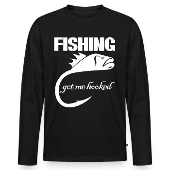 Canne à pêche Moorer Fish Pike Fisherman - T-shirt manches longues Premium bio Homme - noir - Devant - Nico (187cm)