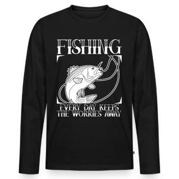 Fisherman Pike Fish Canne à pêche Carpe - T-shirt manches longues Premium bio Homme - noir - Devant - Nico (187cm)