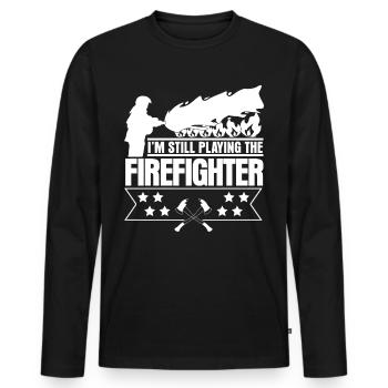Firefighter Fire Truck Fire Brigade - Männer Premium Bio Langarmshirt - Schwarz - Vorne - Nico (187cm)