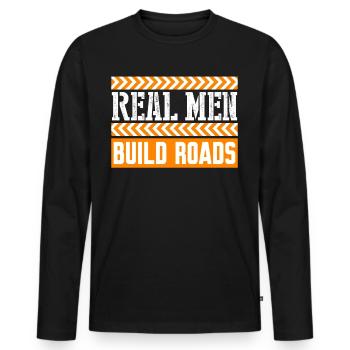 Roadbuilder Road Attendant Road Keeper - Men's Premium Organic Long Sleeve Shirt - black - Front - Nico (187cm)