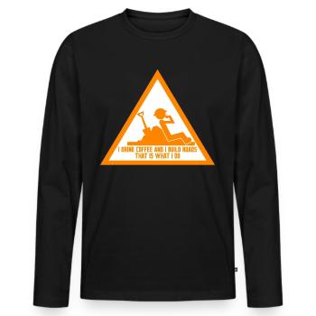 Road Keeper Roadbuilder Roadmaker - Men's Premium Organic Long Sleeve Shirt - black - Front - Nico (187cm)