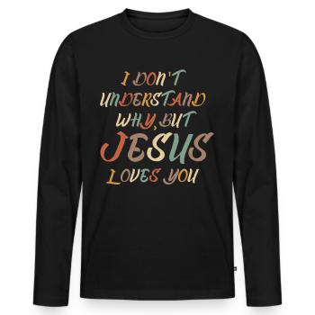 Christianisme Croix Bible Jésus-Christ - T-shirt manches longues Premium bio Homme - noir - Devant - Nico (187cm)