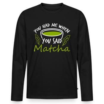 Japanese Tea Matcha Green Tea - Männer Premium Bio Langarmshirt - Schwarz - Vorne - Nico (187cm)