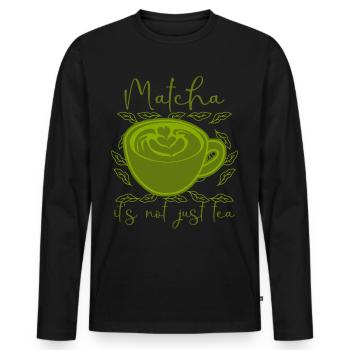 Matcha Tea Powder Japanese Green Tea - Männer Premium Bio Langarmshirt - Schwarz - Vorne - Nico (187cm)