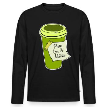 Matcha Tea Japanese Green Tea Powder - Männer Premium Bio Langarmshirt - Schwarz - Vorne - Nico (187cm)