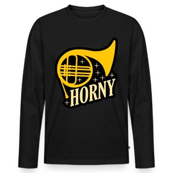 Orchestre Cuivres Cor français - T-shirt manches longues Premium bio Homme - noir - Devant - Nico (187cm)