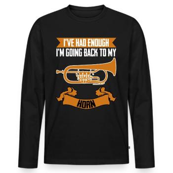 Bugle - T-shirt manches longues Premium bio Homme - noir - Devant - Nico (187cm)