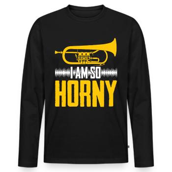 Flugelhorn Brass Instrument Orchestra - Men's Premium Organic Long Sleeve Shirt - black - Front - Nico (187cm)