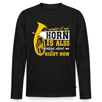 Baritone Brass Music Orchestra Tenor Horn - Men's Premium Organic Long Sleeve Shirt - black - Front - Nico (187cm)