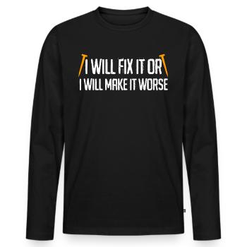 DIY Dad Handyman Workshop Craftsman - Männer Premium Bio Langarmshirt - Schwarz - Vorne - Nico (187cm)