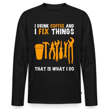 Dad DIY Craftsman Handyman Workshop - Men's Premium Organic Long Sleeve Shirt - black - Front - Nico (187cm)