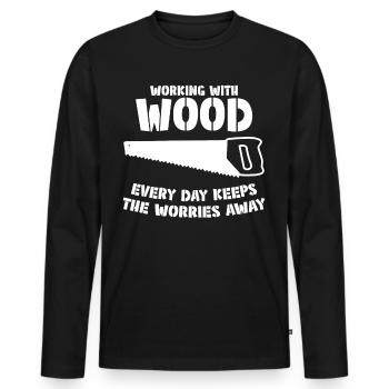 Firewood Workshop Woodworking Wood - Männer Premium Bio Langarmshirt - Schwarz - Vorne - Nico (187cm)