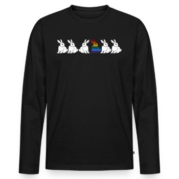 LGBT Bunny Gay Lesbian Rainbow Flag - Men's Premium Organic Long Sleeve Shirt - black - Front - Nico (187cm)