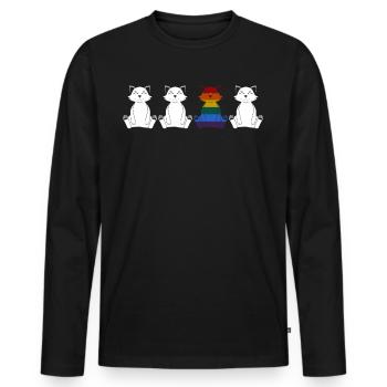 LGBT Gay Cats Lesbian Rainbow Flag - Men's Premium Organic Long Sleeve Shirt - black - Front - Nico (187cm)