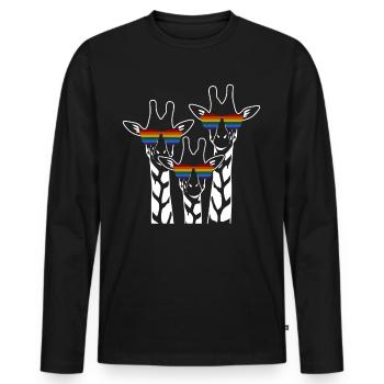 LGBT Giraffes Lesbian Rainbow Flag - Men's Premium Organic Long Sleeve Shirt - black - Front - Nico (187cm)