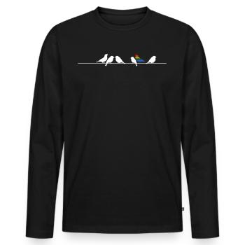 LGBT Gay Lesbian Rainbow Flag - Men's Premium Organic Long Sleeve Shirt - black - Front - Nico (187cm)