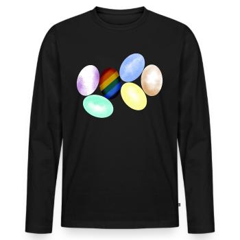 LGBT Chicken Eggs Lesbian Rainbow Flag - Men's Premium Organic Long Sleeve Shirt - black - Front - Nico (187cm)