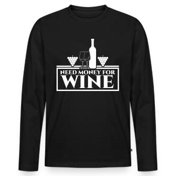 Wine Drinker Wine Glass Vino - Men's Premium Organic Long Sleeve Shirt - black - Front - Nico (187cm)