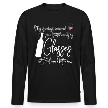 Vino Verre à vin Vin Buveur de vin Rouge - T-shirt manches longues Premium bio Homme - noir - Devant - Nico (187cm)