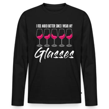 Wine Joke Drinker Wine Glass Vino - Männer Premium Bio Langarmshirt - Schwarz - Vorne - Nico (187cm)