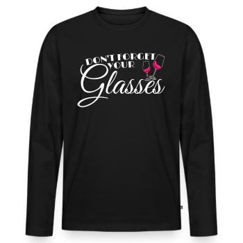 Wine Drinker Funny Joke Wine Glass Vino - Männer Premium Bio Langarmshirt - Schwarz - Vorne - Nico (187cm)