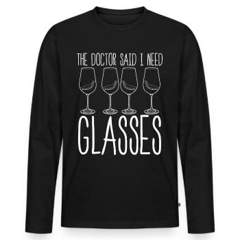 Wine Glass Vino Wine Drinker - Männer Premium Bio Langarmshirt - Schwarz - Vorne - Nico (187cm)