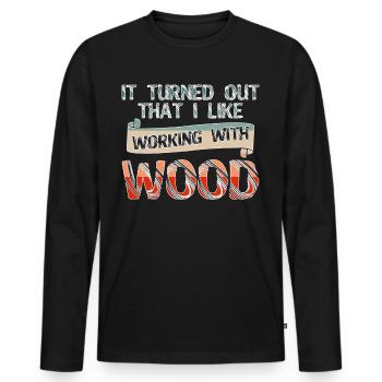 Lathe Woodturning Carpenter Wood Turner - Men's Premium Organic Long Sleeve Shirt - black - Front - Nico (187cm)