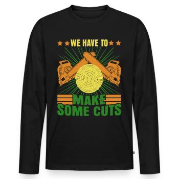Lumberjack Chainsaw Chain Saw Fire Wood - Men's Premium Organic Long Sleeve Shirt - black - Front - Nico (187cm)