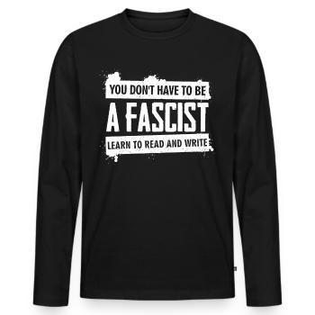 Humanity Antifascism Respect Tolerance - Männer Premium Bio Langarmshirt - Schwarz - Vorne - Nico (187cm)