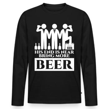 Bière Groom Best Man Ggarçons d’honneur Mariée - T-shirt manches longues Premium bio Homme - noir - Devant - Nico (187cm)