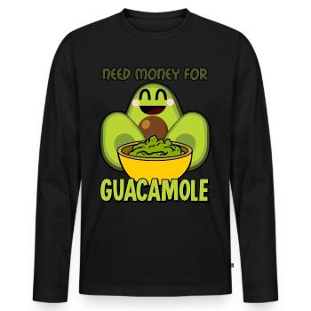 Avocat, Guacamole, Mexique, Croustilles de tortilla - T-shirt manches longues Premium bio Homme - noir - Devant - Nico (187cm)